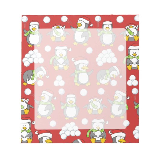 Weihnachtspinguinhintergrund Notizblock (Vorderseite)