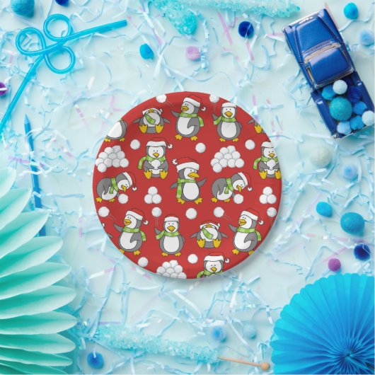Weihnachtspinguinhintergrund Pappteller (Party)