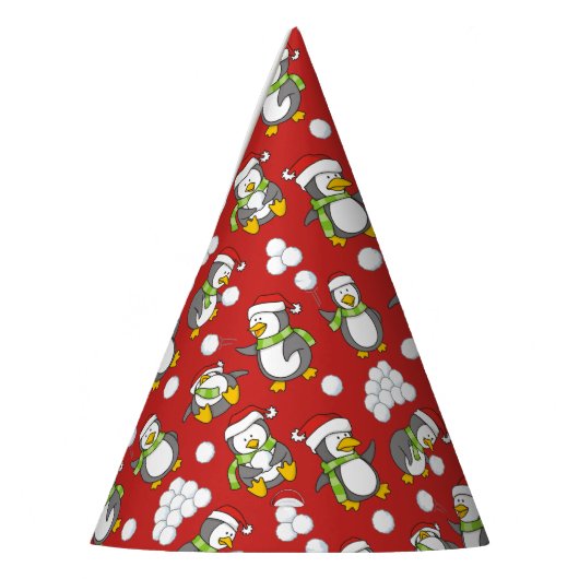 Weihnachtspinguinhintergrund Partyhütchen (Links)