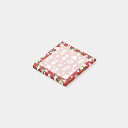 Weihnachtspinguinhintergrund Post-it Klebezettel (angewinkelt)