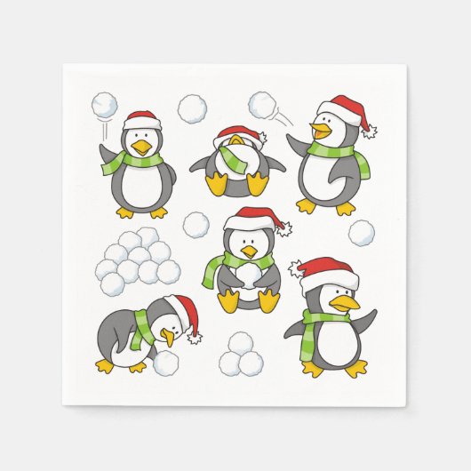 Weihnachtspinguinhintergrund Serviette (Vorderseite)