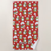 Weihnachtspinguinhintergrund Strandtuch (Vorderseite)