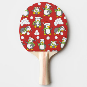 Weihnachtspinguinhintergrund Tischtennis Schläger