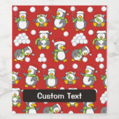 Weihnachtspinguinhintergrund Weinetikett (Einzelnes Label)