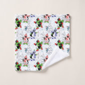 Weihnachtspinguiteis-Skaten Badhandtuch Set (Waschlappen)
