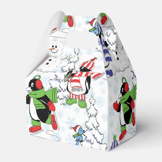 Weihnachtspinguiteis-Skaten Geschenkschachtel (Rückseite)