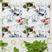 Weihnachtspinguiteis-Skaten Geschirrtuch (Gefaltet)