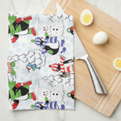 Weihnachtspinguiteis-Skaten Geschirrtuch (Viertel Falte)