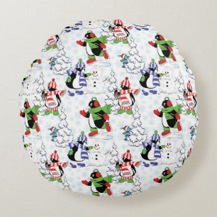 Weihnachtspinguiteis-Skaten Rundes Kissen