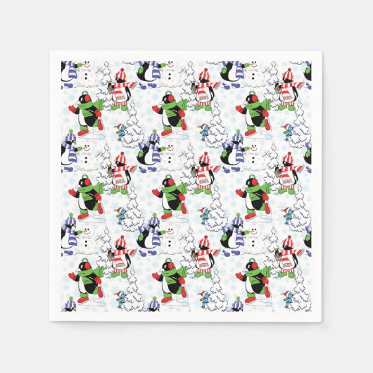 Weihnachtspinguiteis-Skaten Serviette (Vorderseite)