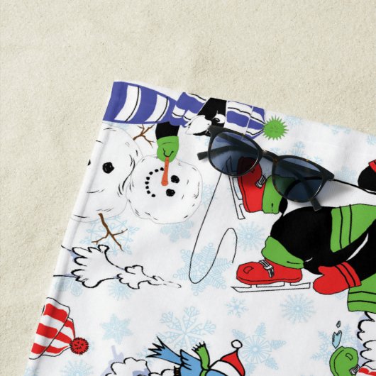Weihnachtspinguiteis-Skaten Strandtuch (Beispiel)