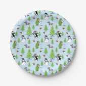 Weihnachtspinguiteis Skaten und Bärenfischer Pappteller (Vorderseite)