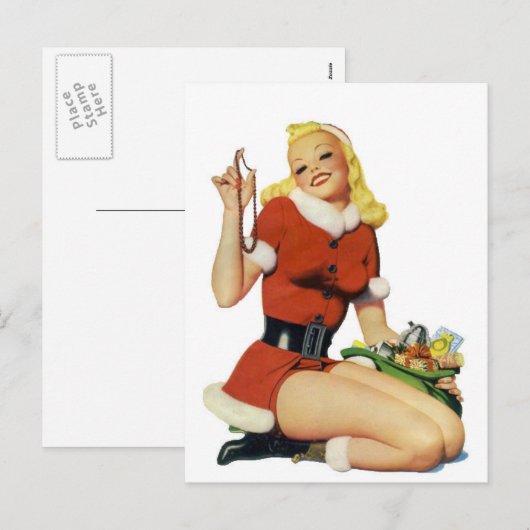 WeihnachtsPinup Feiertagspostkarte (Vorne/Hinten)