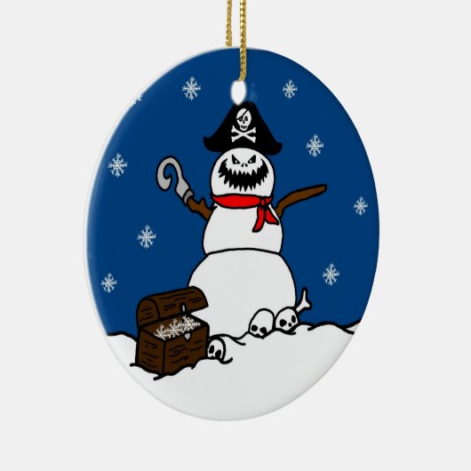 Weihnachtspiraten-Schneemann-Verzierung Keramikornament (Rechts)