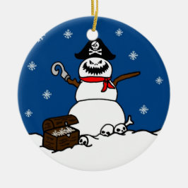 Weihnachtspiraten-Schneemann-Verzierung Keramikornament