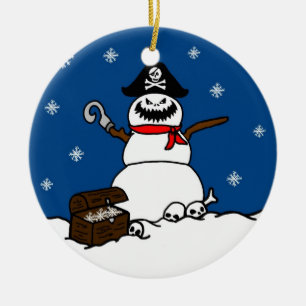 Weihnachtspiraten-Schneemann-Verzierung Keramikornament