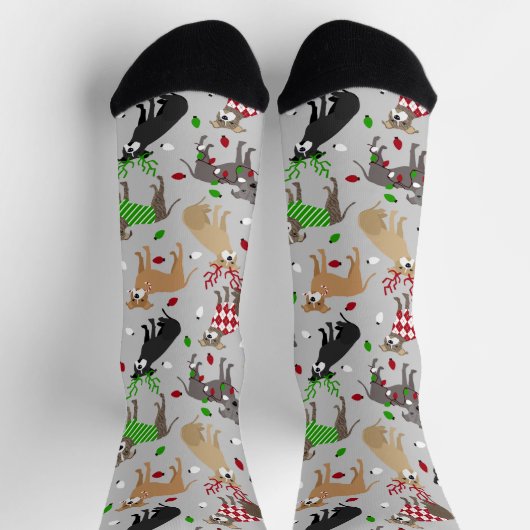 Weihnachtspitbull Hunde Socken (Oben)