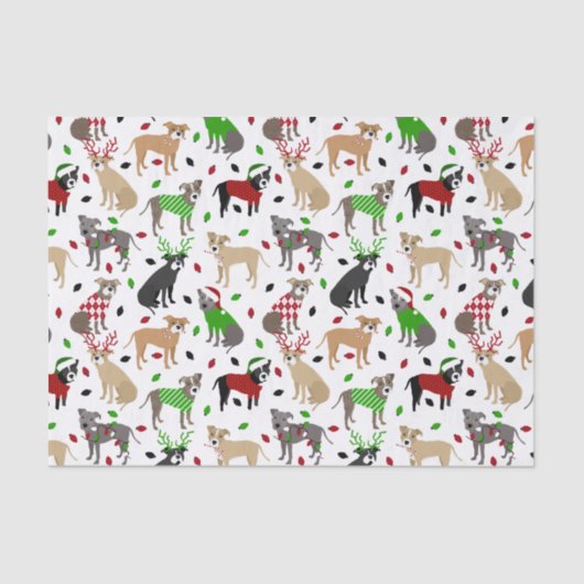 Weihnachtspitbull Hunde Tissue Seidenpapier (Vorderseite)