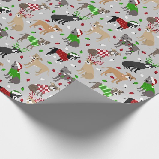 Weihnachtspitbull Hunde Wrapping Paper Geschenkpapier (Ecke)