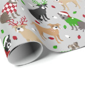 Weihnachtspitbull Hunde Wrapping Paper Geschenkpapier (Rolleneckpunkt)