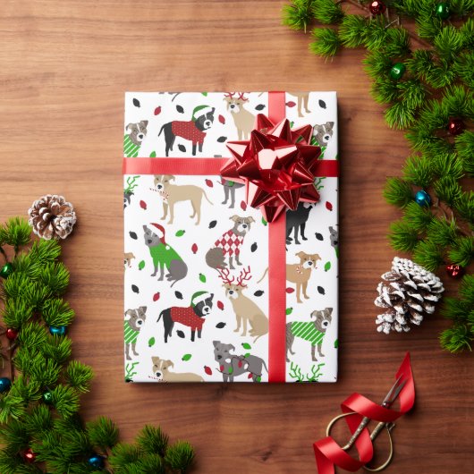 Weihnachtspitbull Hunde Wrapping Paper Geschenkpapier (Feiertagsgeschenk)