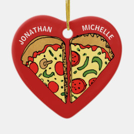 Weihnachtspizza Funny Couple Monogram Names Keramik Ornament