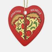 Weihnachtspizza Funny Couple Monogram Names Keramik Ornament (Links)