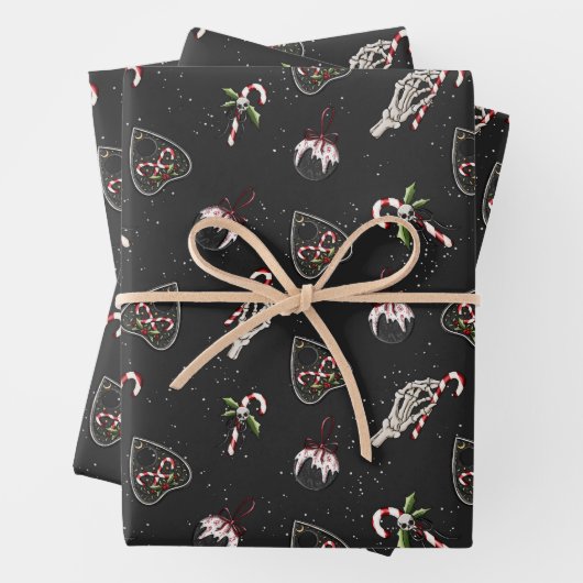 Weihnachtsplanchette und Skeleton Hand Candy Cane Geschenkpapier Set (Beispiel)