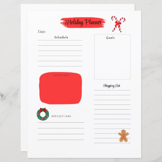 Weihnachtsplaner Seite (Vorne/Hinten)