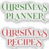 Weihnachtsplaner und Rezepte Typografie Aufkleber (Vorderseite)