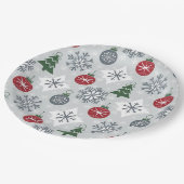 Weihnachtsplatte mit Schneeflocken Pappteller (Schrägansicht)