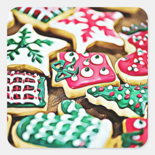 Weihnachtsplätzchen-Aufkleber Quadratischer Aufkleber