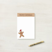 Weihnachtsplätzchen aus Lebkuchen mit Text Post-it Klebezettel (Auf Schreibtisch)