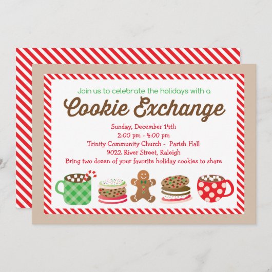 Weihnachtsplätzchen-Austausch-Einladung Einladung (Vorne/Hinten)