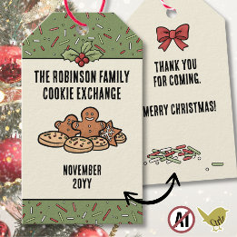 Weihnachtsplätzchen-Austausch-Gunst-Geschenk-Tags Geschenkanhänger