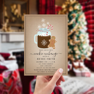 Weihnachtsplätzchen-Austausch mit Ingwerbrot Feiertagskarte