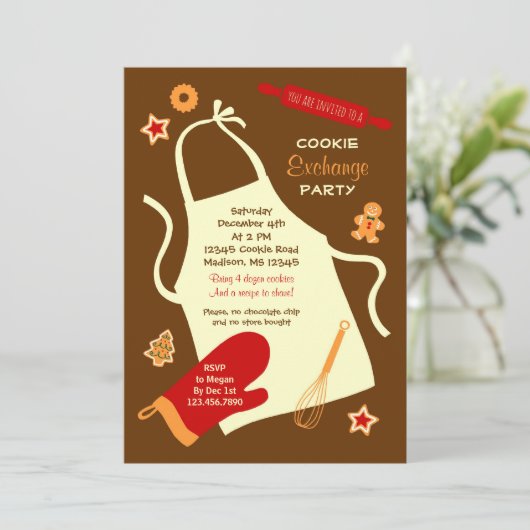 Weihnachtsplätzchen-Austausch-Party Einladung (Stehend Vorderseite)