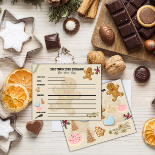 Weihnachtsplätzchen-Austausch-Rezeptkarte