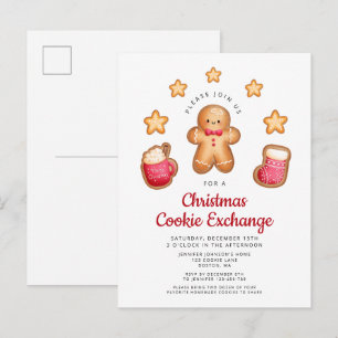 Weihnachtsplätzchen-Austausch Süßer Gingerbread-Ma Einladungspostkarte