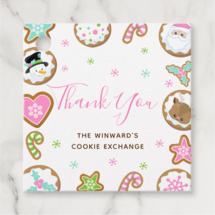 Weihnachtsplätzchen-Austauschparty Rosa Danke Geschenkanhänger