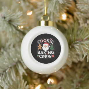 Weihnachtsplätzchen-Back-Crew Familienweihnachten Keramik Kugel-Ornament