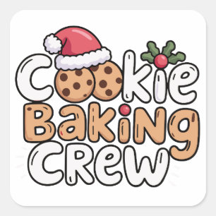Weihnachtsplätzchen-Back-Crew Weihnachtsferien Quadratischer Aufkleber