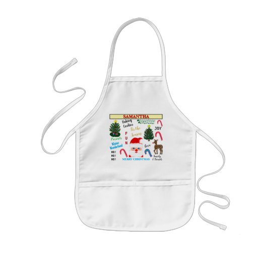 Weihnachtsplätzchen Backen Santa Rentier NAME Kinderschürze (Vorne)