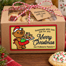 Weihnachtsplätzchen-Geschenklabel mit süßem Santa-