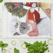 Weihnachtsplätzchen-Kätzchen-Geschirrtuch Handtuch (Gefaltet)