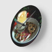 Weihnachtsplätzchen-Kerze III Runde Wanduhr (Winkel)