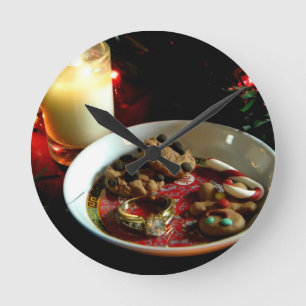 Weihnachtsplätzchen-Kerze Runde Wanduhr