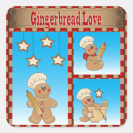 Weihnachtsplätzchen-Lebkuchen-Männer Quadratischer Aufkleber
