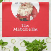 Weihnachtsplätzchen Retro Weihnachtsmanns Backteam Geschirrtuch (Gefaltet)