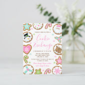 Weihnachtsplätzchen-Tauschaktion Pink und Grün Postkarte (Stehend Vorderseite)